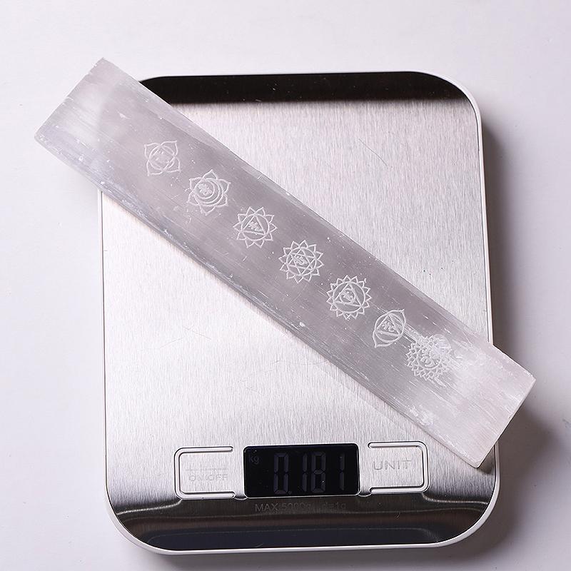 7.5" Selenite Stick Wand with Laser Engraved Chakra Pattern Wholesale Crystals