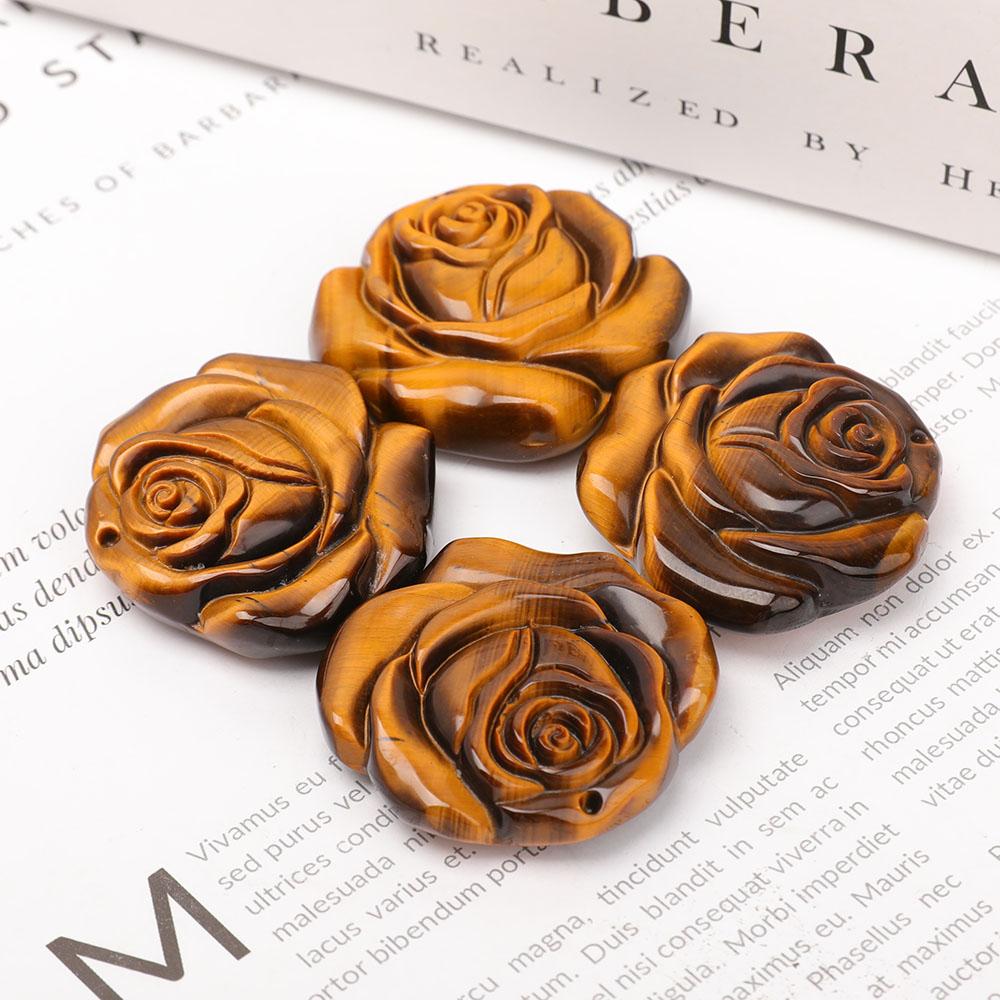 Tiger Eye Rose Flower Carvings Wholesale Crystals