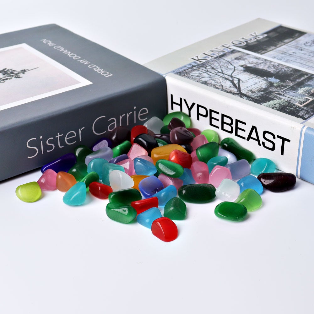 0.1kg Mixed Colorful Cat's Eye Crystal Tumbles Wholesale Crystals