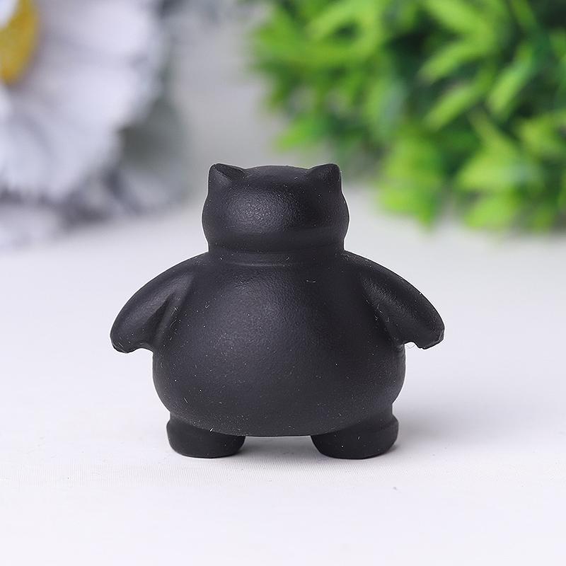 1.8" Black Obsidian Snorlax Crystal Carvings Wholesale Crystals