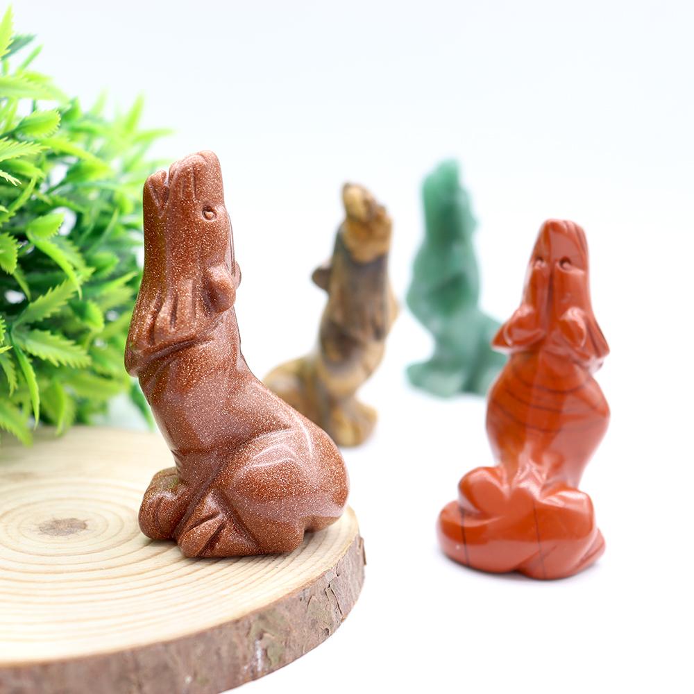 Hand carved wolf shaped crystal animal carving crafts Wholesale Crystals