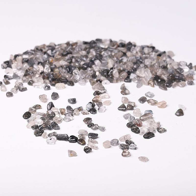 0.1kg Different Size Natural Blak Tourmaline in Quartz Chips Crystal Chips for Decoration Wholesale Crystals