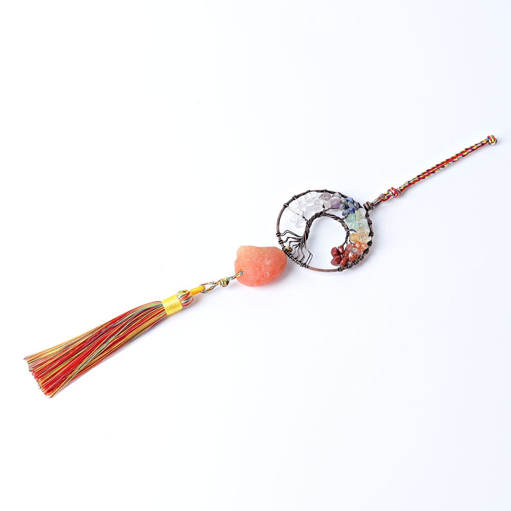 Chakra Life Tree Hanging Ornament with Tassel Wholesale Crystals
