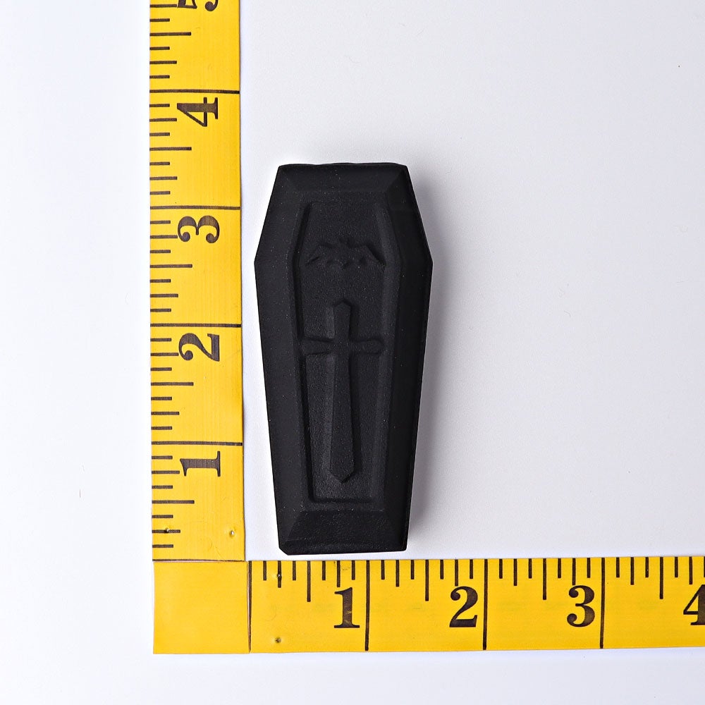3.1" Matt Black Obsidian Coffin Crystal Carvings Wholesale Crystals