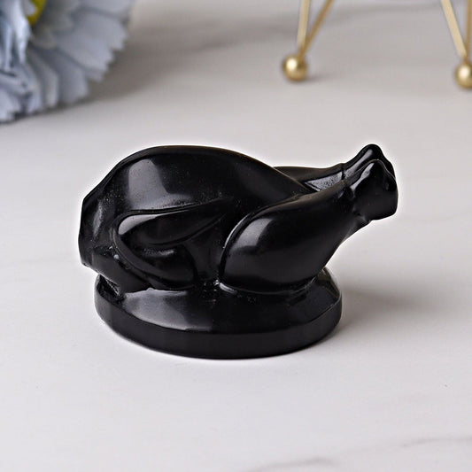 2.35" Black Obsidian Roast Turkey Crystal Carvings Wholesale Crystals