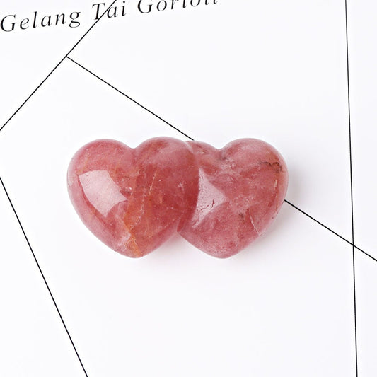 2.3" Strawberry Double Heart Crystal Carvings Wholesale Crystals