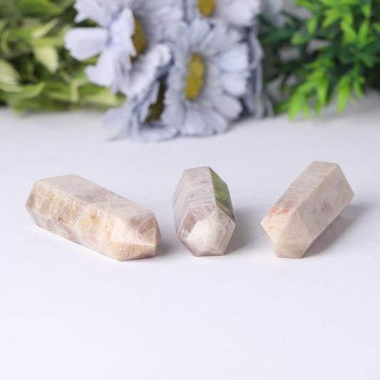 Wholesale Natural Flasing Peach Moonstone Points Wholesale Crystals