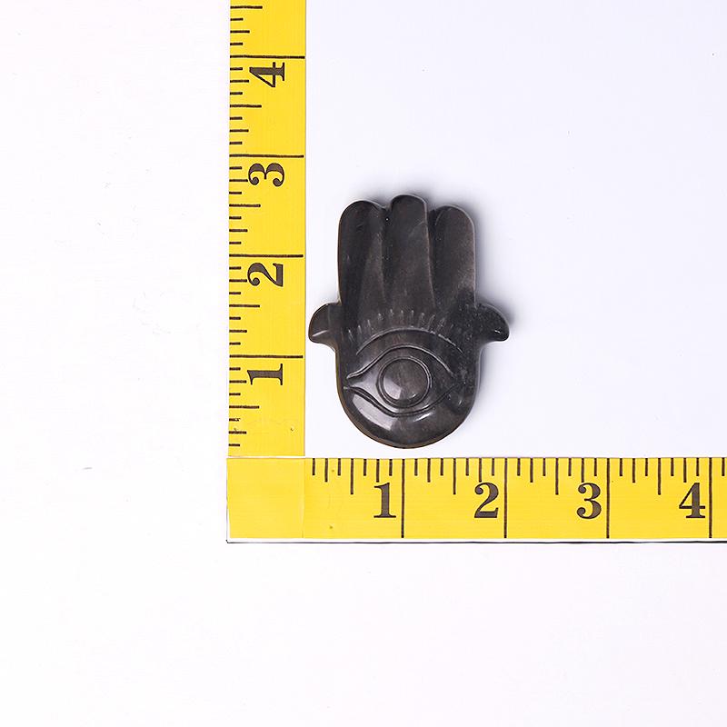 2" Sliver Obsidian Hand with Evil Eye Crystal Carvings Wholesale Crystals