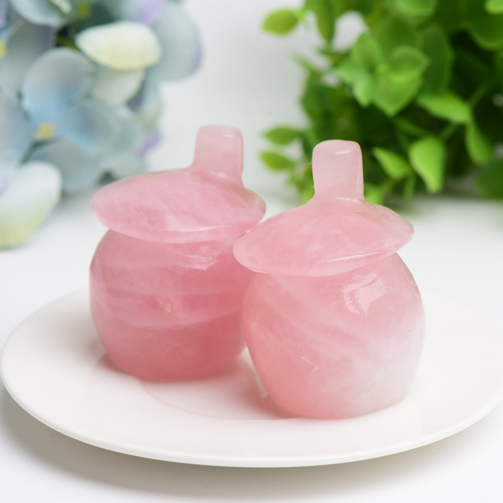 2.1" Rose Quartz Mushroom House Crystal Carving Bulk Wholesale Wholesale Crystals
