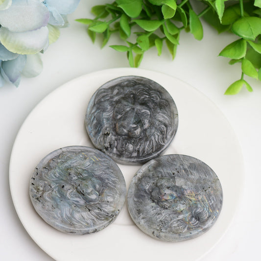 1.9" Labradorite Slab with Lion Crystal Carving Wholesale Crystals