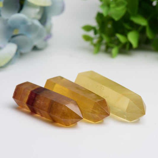 2.5"-4.5" Yellow Fluorite Crystal Points Bulk Wholesale Wholesale Crystals
