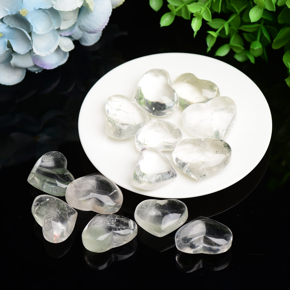 1.2"-1.5" Clear Quartz Heart Crystal Carving Bulk Wholesale Wholesale Crystals