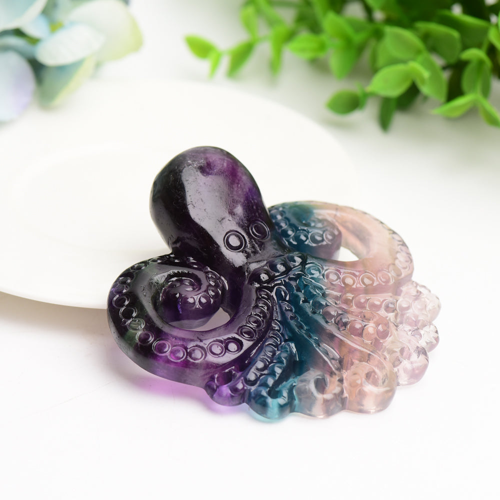 3.3" Rainbow Fluorite Octopus Crystal Carving Bulk Wholesale Wholesale Crystals