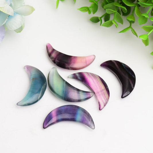 1.85" Rainbow Fluorite Moon Carving Bulk Wholesale Wholesale Crystals