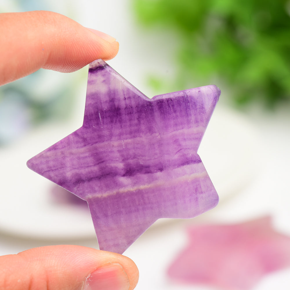 2.0" Purple Fluorite Star Crystal Carving Bulk Wholesale Wholesale Crystals