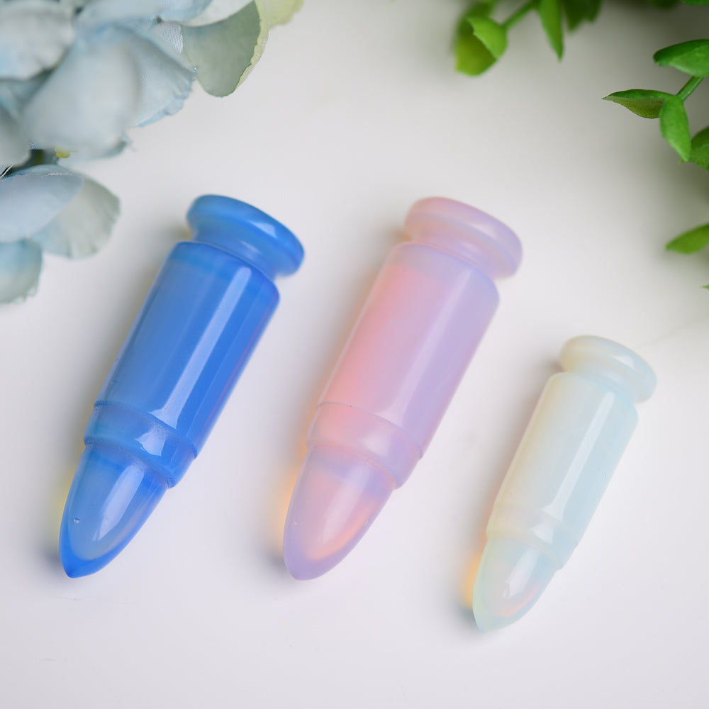 2.0"-2.7" Blue Pink Opalite Bullet Crystal Carving Wholesale Crystals