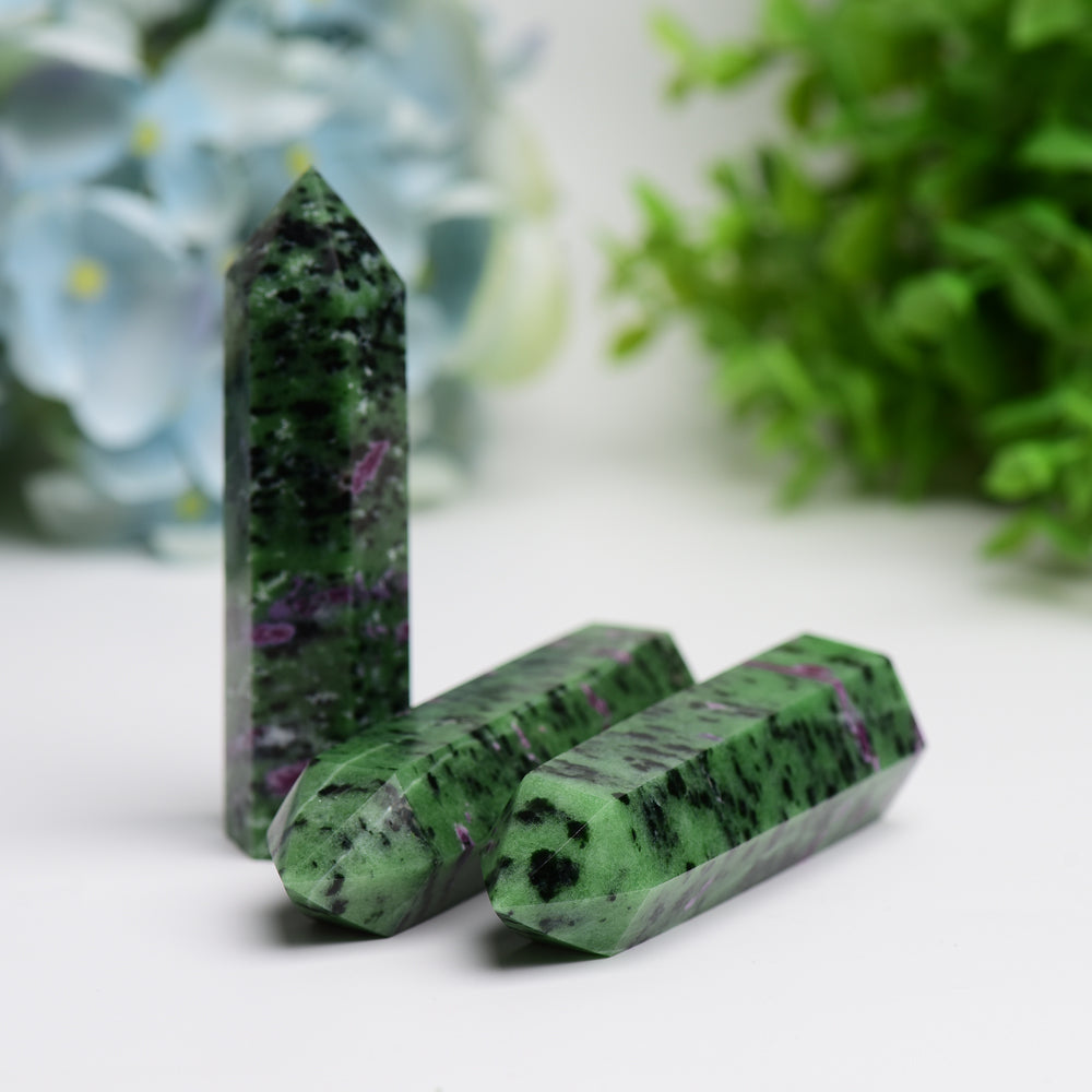 2.5"-4.0" Ruby In Zoisite Crystal Point Wholesale Crystals
