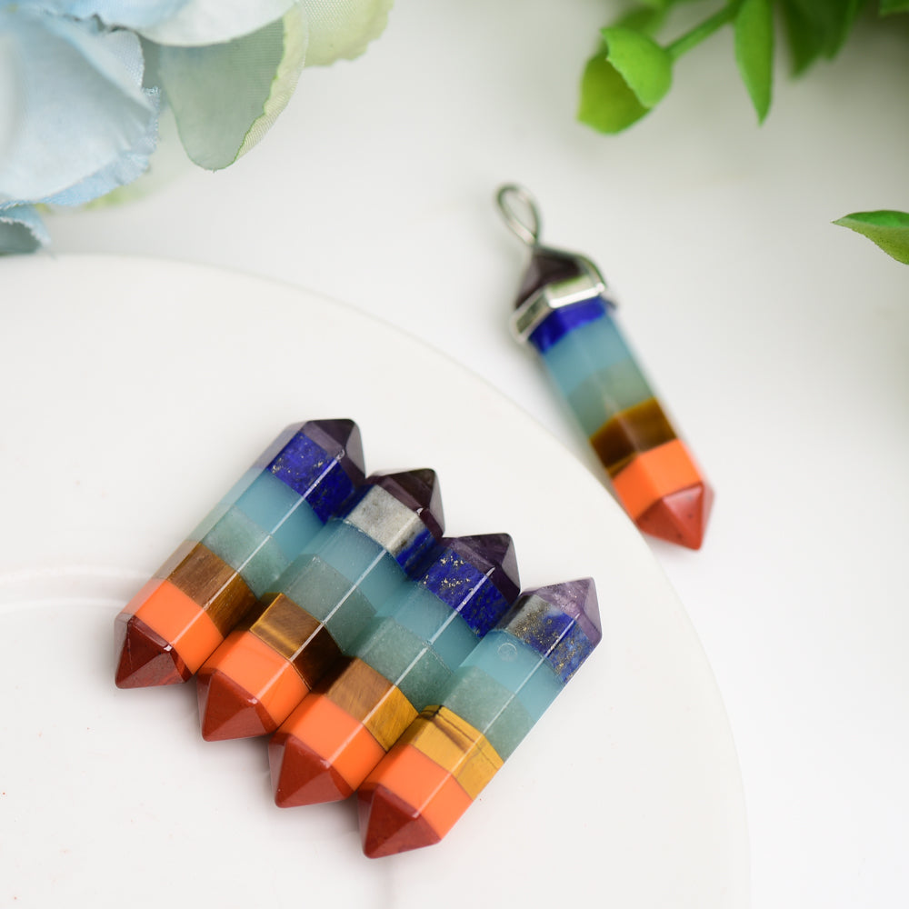 1.2" Mini Chakra DT Point Crystal Pendant Wholesale Crystals