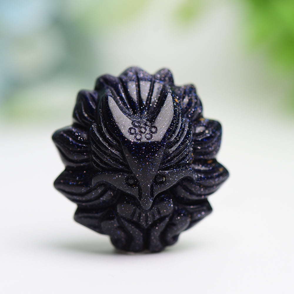 1.2" Blue Sandstone Nine-tail Fox Animal Crystal Carving Wholesale Crystals