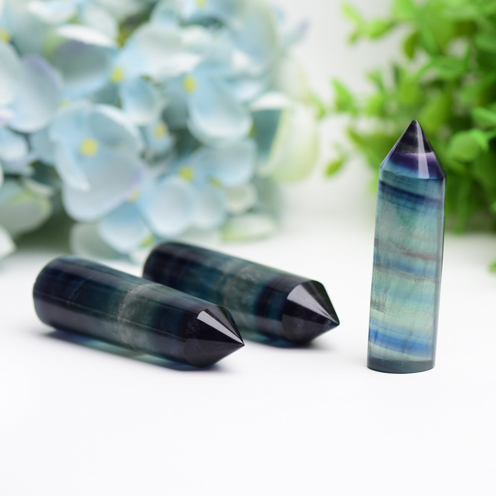 2.5"-3.5" Rainbow Fluorite Crystal Point Wholesale Crystals
