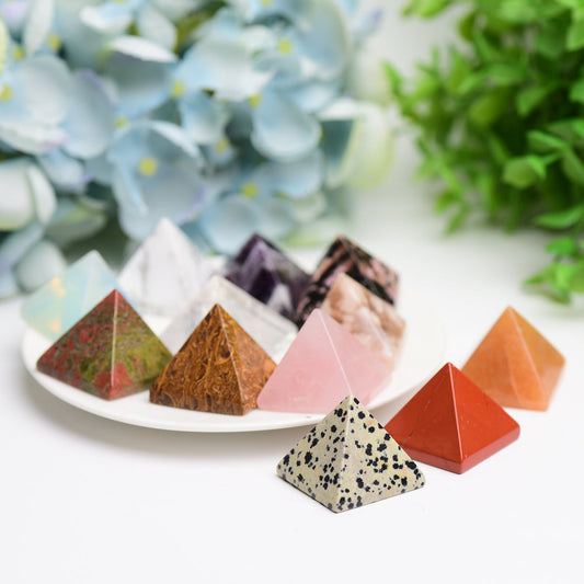1.1" Mixed Crystal Pyramids Crystal Carving Wholesale Crystals