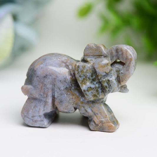 2.0" Mixed Crystal Elephant Animal Crystal Carving Wholesale Crystals