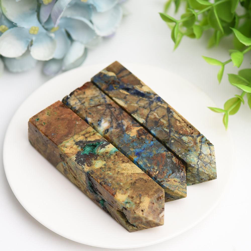 3.0"-4.0" Azurite Grow with Malachite Stone Crystal Point Bulk Wholesale Wholesale Crystals