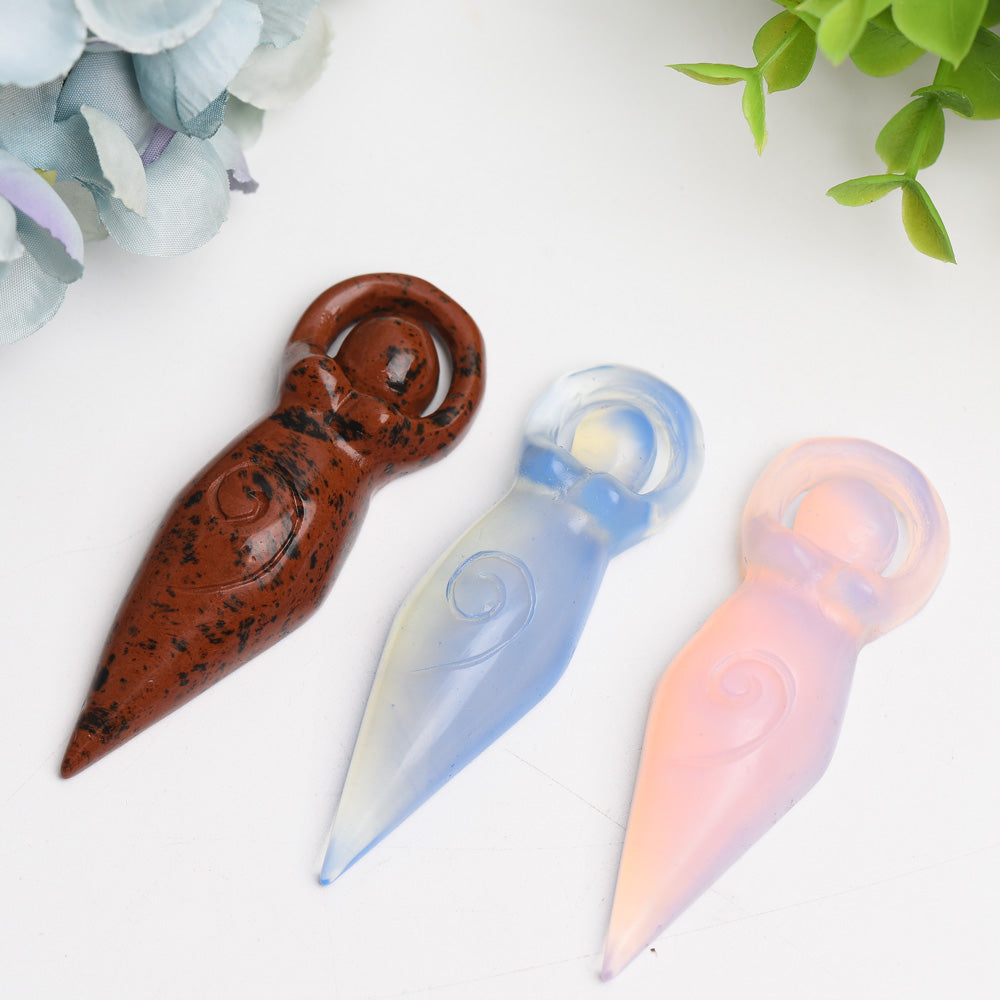 3.2" Mixed Crystal Flat Goddess Crystal Carving Bulk Wholesale Wholesale Crystals