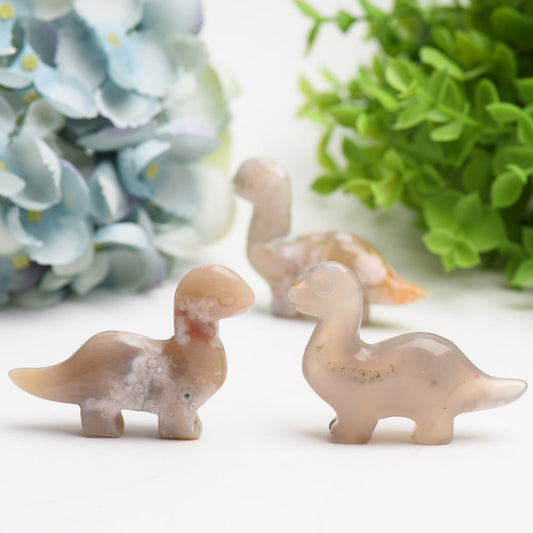 2.6" Flower Agate Dinosaur Crystal Carving Bulk Wholesale Wholesale Crystals