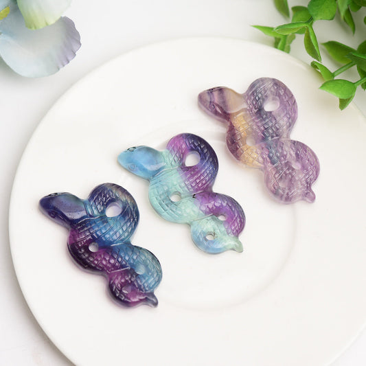 2.0" Rainbow Fluorite Snake Carving Bulk Wholesale Wholesale Crystals