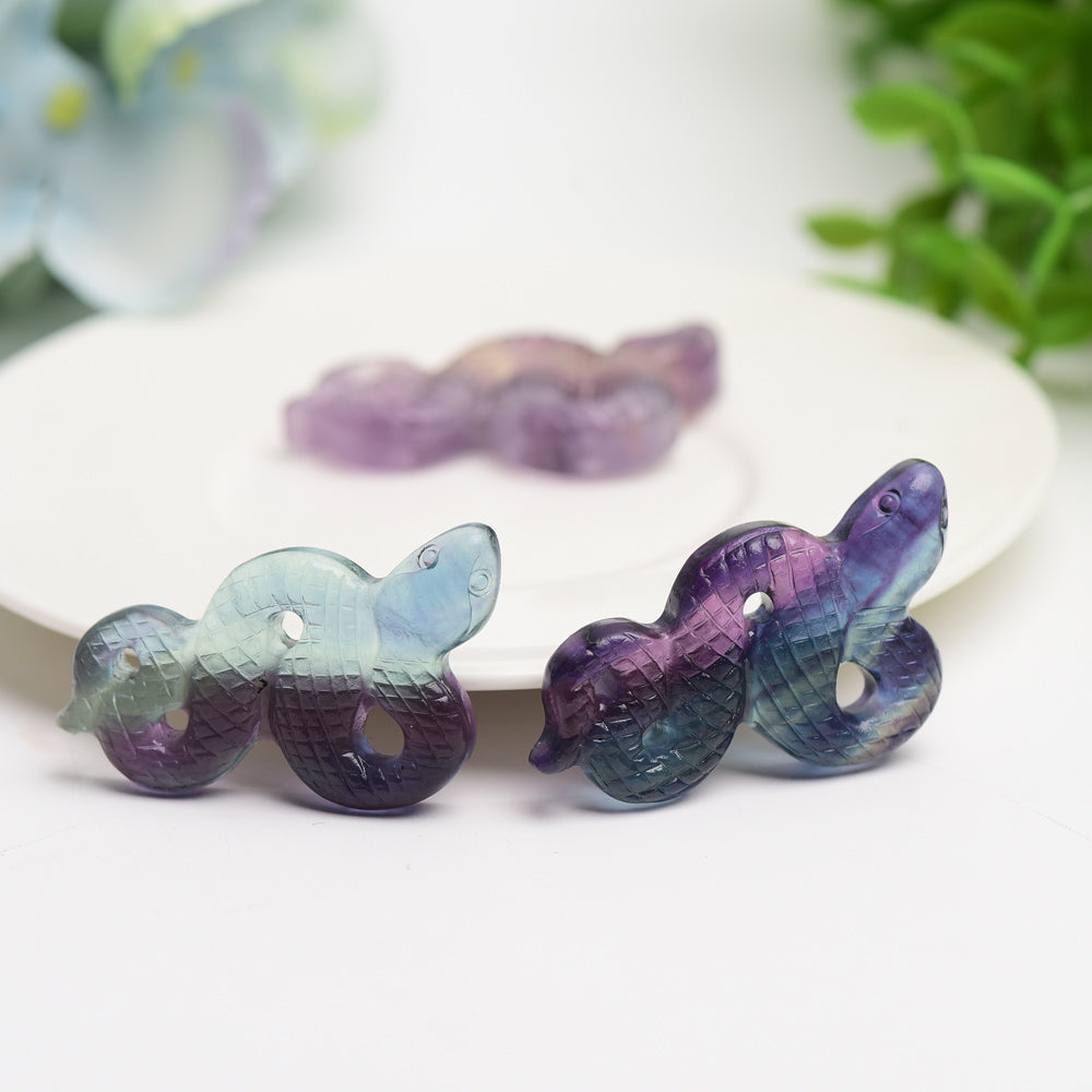 2.0" Rainbow Fluorite Snake Carving Bulk Wholesale Wholesale Crystals