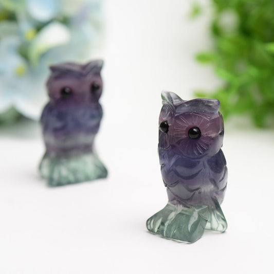 2.4" Rainbow Fluorite Owl Carving Bulk Wholesale Wholesale Crystals