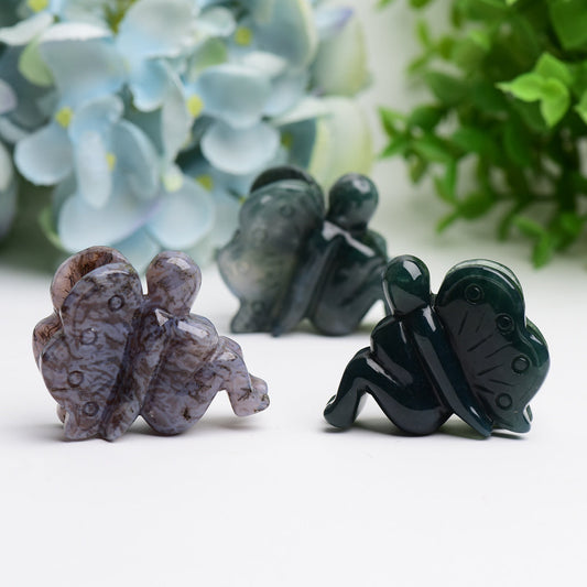 1.9" Moss Agate Fairy Crystal Carving Wholesale Crystals