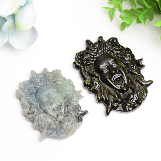 2.8"-3.3" Labradorite Golden Obsidian Medusa Carving Bulk Wholesale Wholesale Crystals