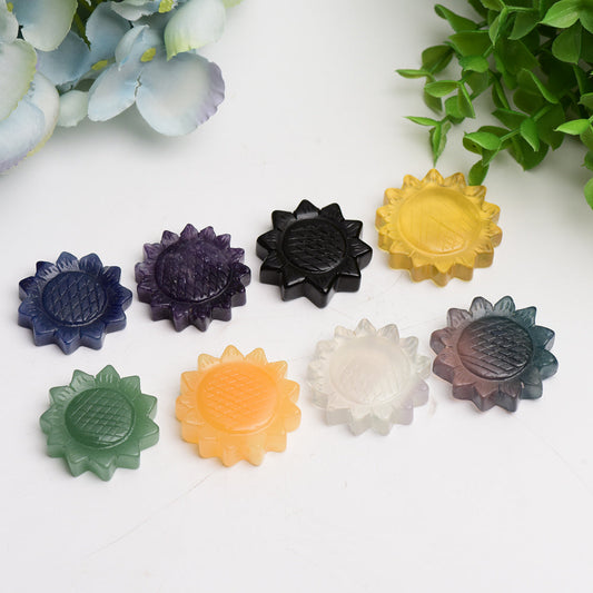 1.3"-1.5" Mixed Crystal Sunflower Carving Bulk Wholesale Wholesale Crystals