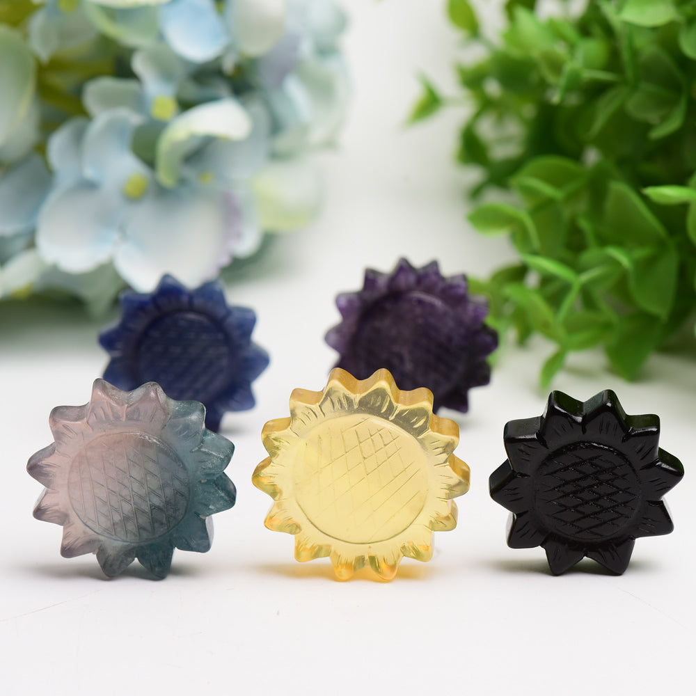 1.3"-1.5" Mixed Crystal Sunflower Carving Bulk Wholesale Wholesale Crystals
