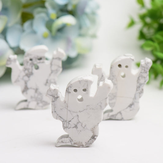2.0" Howlite Ghost Carving for Halloween Decor Bulk Wholesale Wholesale Crystals