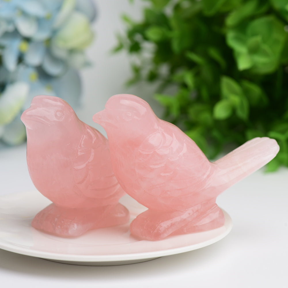 3.5" Rose Quartz Bird Crystal Carving Bulk Wholesale Wholesale Crystals