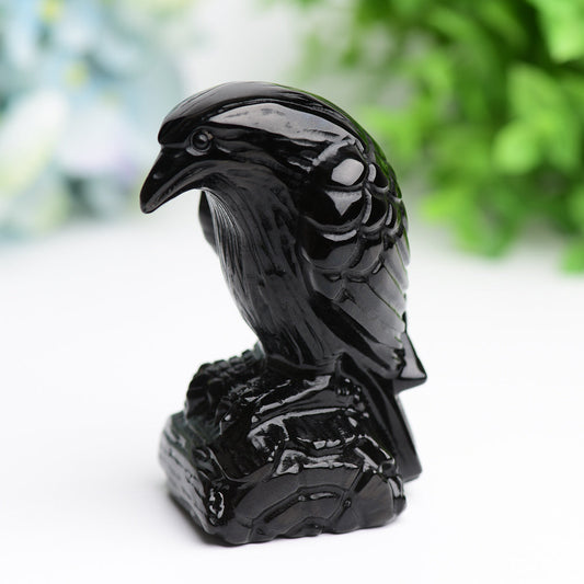 3.3" Black Obsidian Raven Bird Crystal Carving Free Form Bulk Wholesale Wholesale Crystals