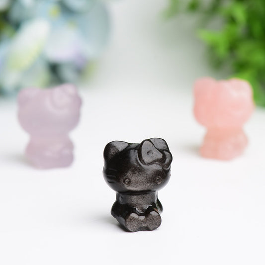 1.3" Mini Hello Kitty Cat Crystal Carving Bulk Wholesale Wholesale Crystals