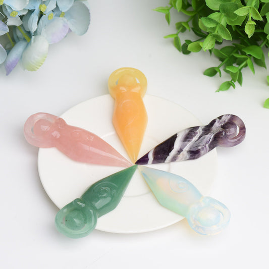 3.2" Mixed Crystal Flat Goddess Crystal Carving Bulk Wholesale Wholesale Crystals
