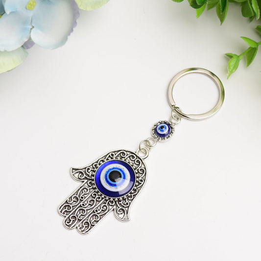 Metal Hand Shape with Evil's Eye Key Chain Bulk wholesale Wholesale Crystals