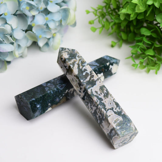 6.0" Moss Agate Crystal Tower Bulk Wholesale Wholesale Crystals