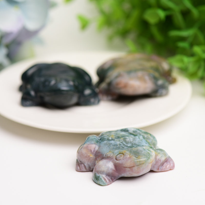 2.0" Moss Agate Frog Crystal Carving Bulk Wholesale Wholesale Crystals