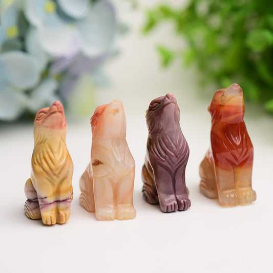 2.0" Mookite & Carnelian Wolf Crystal Carving Bulk Wholesale Wholesale Crystals