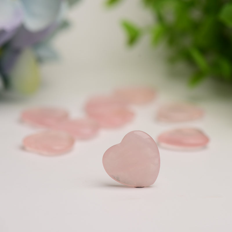 0.8" Mini Rose Quartz Heart Crystal Carving Bulk Wholesale Wholesale Crystals