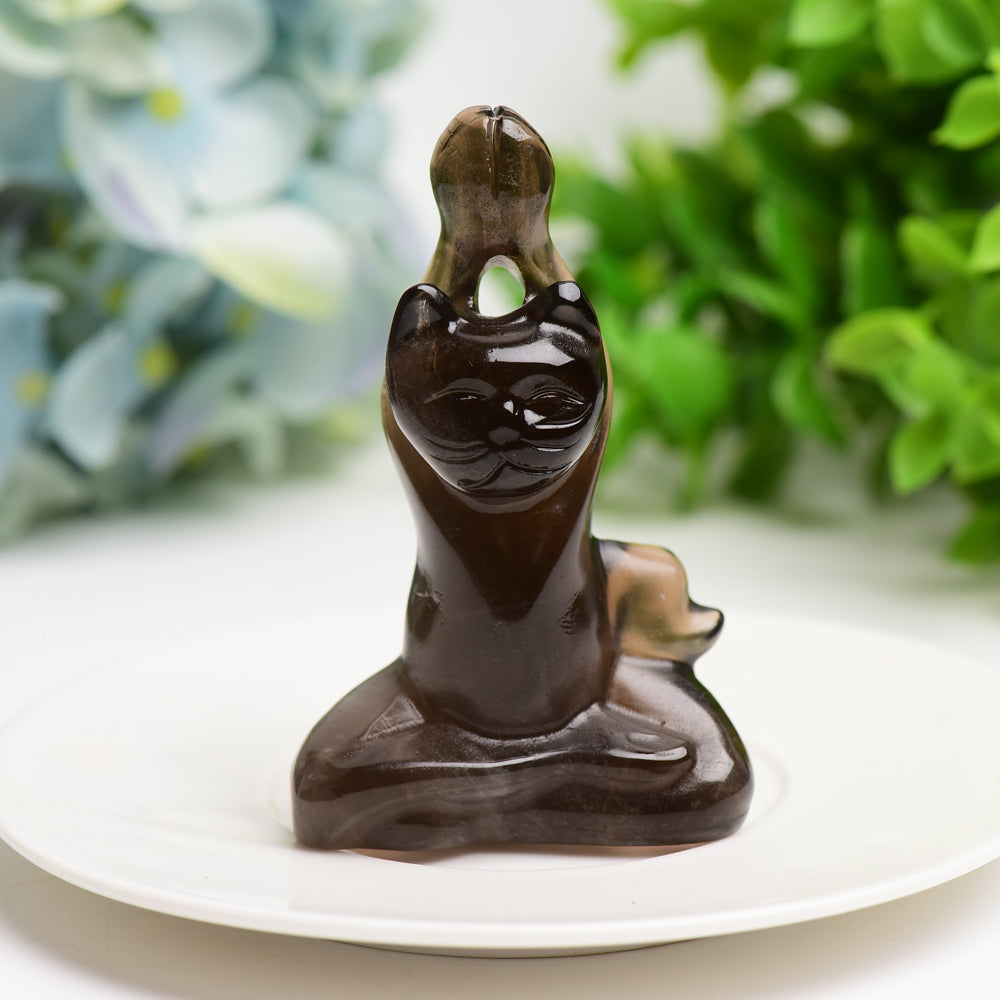 3.0" Mixed Crystal Yoga Cat Crystal Carving Bulk Wholesale Wholesale Crystals
