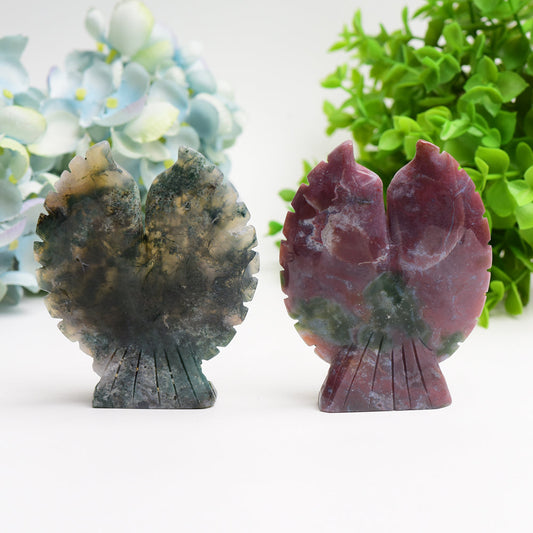 4.5" Ocean Jasper Moss Agate Owl Crystal Carving Bulk Wholesale Wholesale Crystals