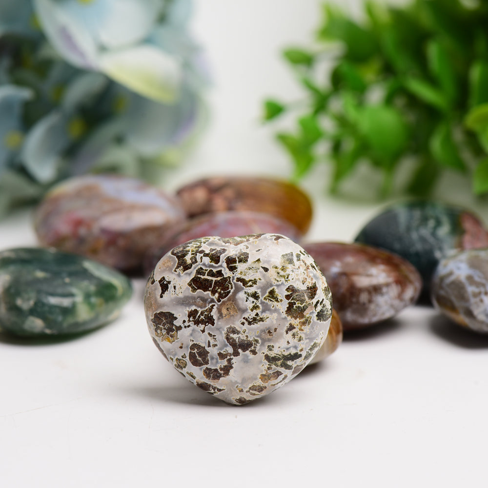 1.6" Ocean Jasper Heart Crystal Carving Bulk Wholesale Wholesale Crystals