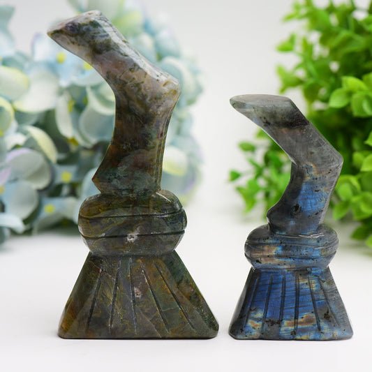 4.2"-5.7" Labradoritte Moss Agate Witches' Broom Carving Buk Wholesale Wholesale Crystals